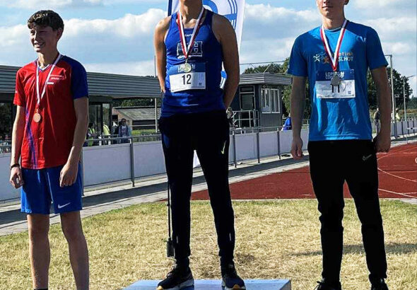 Joep op het hoogste podium tijdens het Brabants Kampioenschap U16.