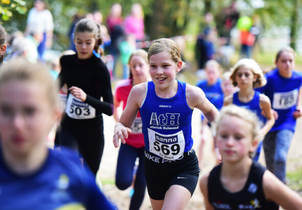 Anne-Sophie bij de start van het crossseizoen in Weert.