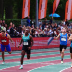 Jordi tijdens zijn 100m op het NK Atletiek 2023 in Breda.